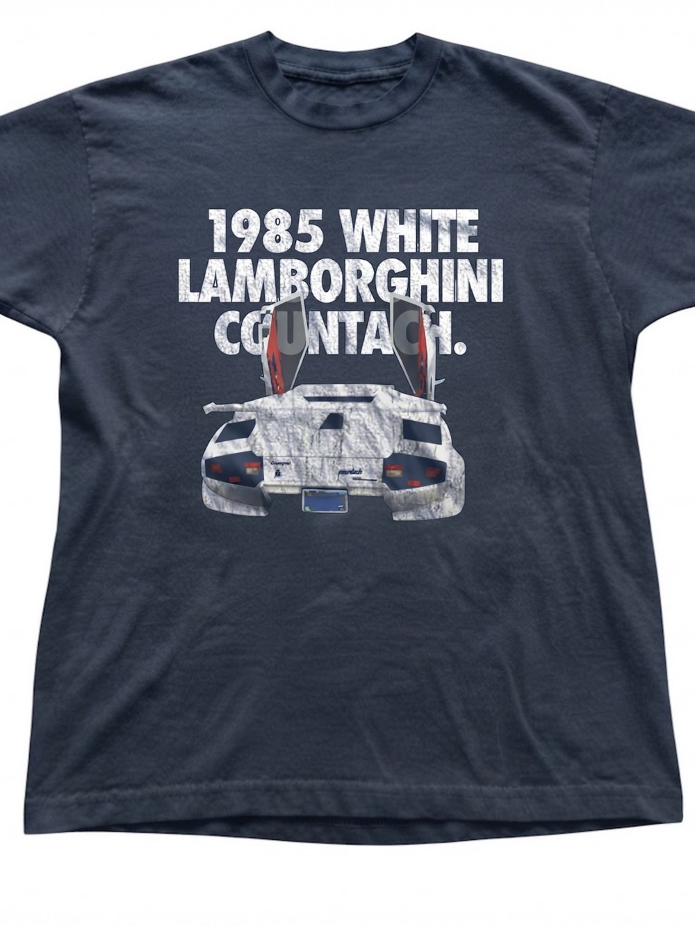 Navy Blue Sports Car Graphic Print Tee Gildan T-Shirt Top